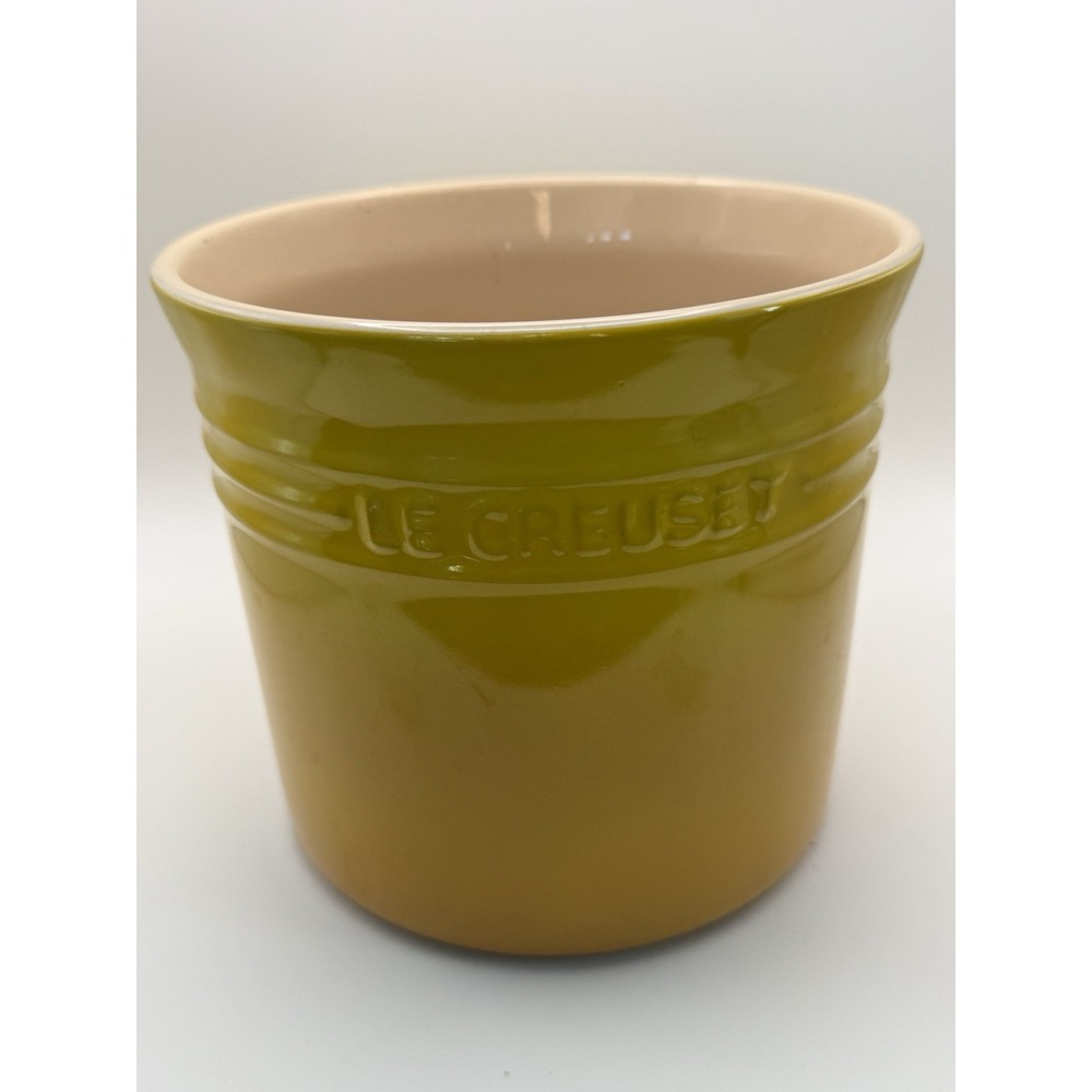 Le Creuset Dijon Yellow Umbre Utensil Crock Stoneware 6" Tall
